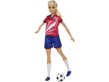 Coffret Barbie Footballeuse avec ballon de foot - Poupée mannequin Sport Football - Mattel HCN17