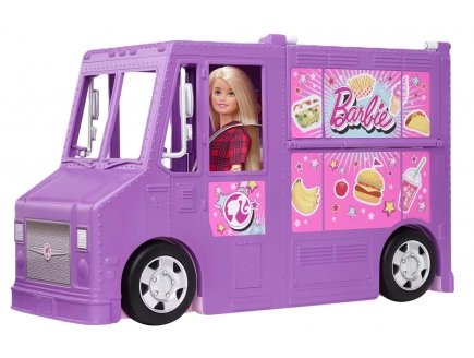 Coffret barbie le food truck - vehicule - restaurant - 30 accessoires - 2 en 1 - Mattel - gmw07