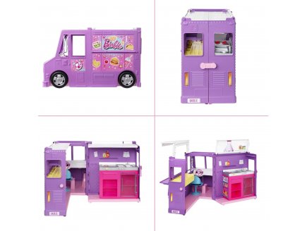 Coffret barbie le food truck - vehicule - restaurant - 30 accessoires - 2 en 1 - Mattel - gmw07