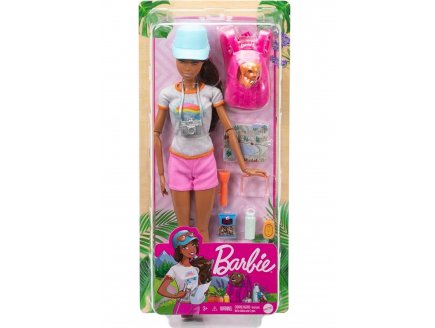 Coffret Barbie Randonnée avec sac à dos et chien - 10 pièces - Poupée mannequin vacance et loisir - Mattel HNC39