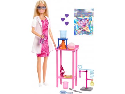 Coffret Barbie Scientifique : Poupée Blonde Docteur avec 17 accessoires - Poupée Mannequin - Mattel - JCR70
