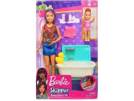 COFFRET BARBIE SKIPPER BABYSITTER LA SALLE DE BAIN AVEC BAIGNOIRE - MATTEL - FXH05 - POUPEES ET ACCESSOIRES