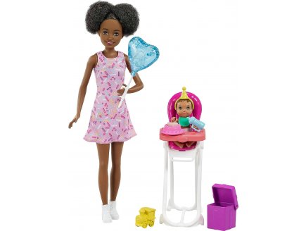 Coffret barbie skipper noir babysitter anniversaire - Mattel - grp41 - poupees et accessoires