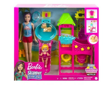 COFFRET BARBIE SKIPPER PARC AQUATIQUE + POUPEES - METIER, PREMIERS JOBS - MATTEL - HKD80