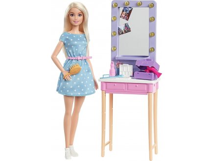 Coffret barbie star de malibu : et sa loge californienne + 7 accessoires - Mattel - gyg39 - poupees mannequin