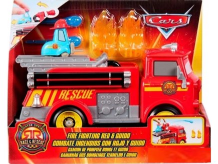 Coffret Cars : Camion de pompier Red 24 cm + voiture Guido - V�hicule - Mattel - JFL54