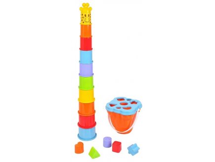 COFFRET DE 2 JEUX D'EVEIL GIRAFE - GOBELETS ET FORMES - JOUETS PREMIER AGE