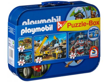 COFFRET DE 4 PUZZLES PLAYMOBIL 2 X 60 PIECES ET 2 X 100 PIECES - SCHMIDT - 55599