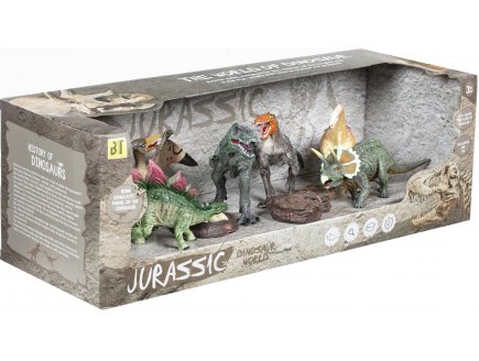 COFFRET DE 6 DINOSAURES + 2 ACCESSOIRES - FIGURINE - ANIMAUX PREHISTORIQUE - DINO