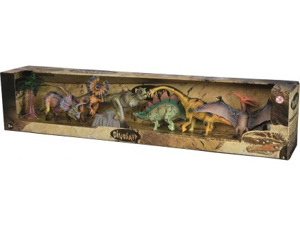 COFFRET DE 6 DINOSAURES + 3 ACCESSOIRES - FIGURINE - ANIMAUX PREHISTORIQUE - DINO