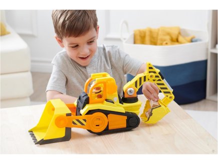 Coffret de luwe Pat patrouille ruben & cie : grand camion tractopelle 38 cm son et lumiere + ruben - vehicule de luxe - figurine chien - paw patrol