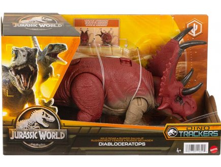 COFFRET DINOSAURE DIABLOCERATOPS - ARTICULE ET SONORE - DINO TRACKERS - JURASSIC WORLD - MATTEL HLP16