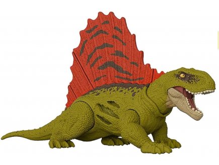 Coffret dinosaure extreme damage dimetrodon - dino articule vert 19 cm - jurassic world - Mattel