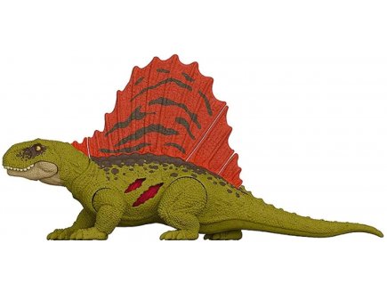 Coffret dinosaure extreme damage dimetrodon - dino articule vert 19 cm - jurassic world - Mattel