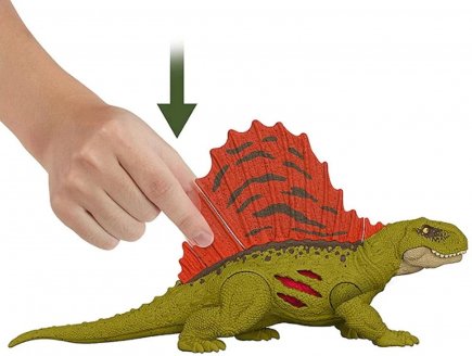 Coffret dinosaure extreme damage dimetrodon - dino articule vert 19 cm - jurassic world - Mattel