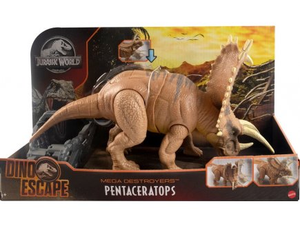 COFFRET DINOSAURE MEGA DESTRUCTEURS : PENTACERATOPS - ARTICULE - DINO ESCAPE - JURASSIC WORLD - MATTEL HCM05