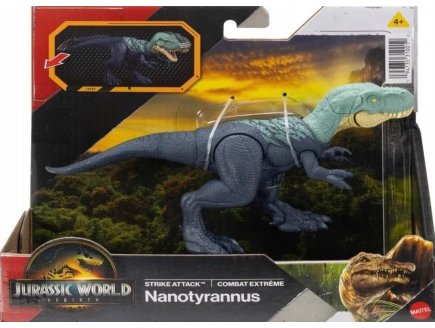 Coffret Dinosaure Rebirth Nanotyrannus - Combat extrême - Dino articulé 19 cm - Jurassic World - Mattel