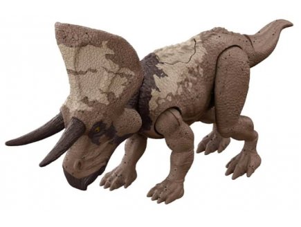 Coffret dinosaure trackers zuniceratops - dino combat extreme articule brun 19 cm - jurassic world - mattel