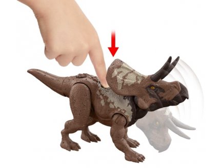 Coffret dinosaure trackers zuniceratops - dino combat extreme articule brun 19 cm - jurassic world - mattel