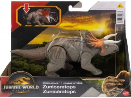 Coffret Dinosaure Zuniceratops - Combat extrême - Dino articulé 18 cm - Jurassic World - Mattel