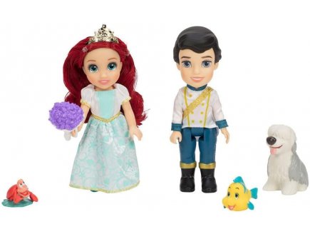 Coffret Disney La Petite Sirne poupe Ariel & Eric se marie avec Chien Max Crabe Sbastien Poisson Polochon - Jakks 21736