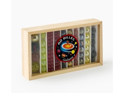 Coffret en bois de 60 billes Galaxie - Kim Play - Jeu de récréation, adresse