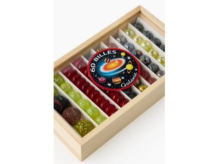 Coffret en bois de 60 billes Galaxie - Kim Play - Jeu de récréation, adresse