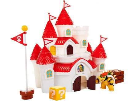 Coffret grand chateau princesse peach royaume du champignon + figurine bowser - 16 pieces - Nintendo - super mario jakks