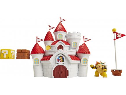 Coffret grand chateau princesse peach royaume du champignon + figurine bowser - 16 pieces - Nintendo - super mario jakks