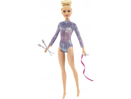 Coffret gymnastique : 2 massues et 1 ruban avec poup�e Barbie - Poup�e mannequin - Mattel - GTN65