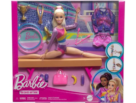 COFFRET GYMNASTIQUE : POUTRE AVEC POUPEE BARBIE + ACCESSOIRES - 22 PIECES - POUPEE MANNEQUIN - MATTEL - HRG52