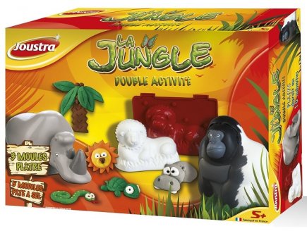 COFFRET JUNGLE DOUBLE ACTIVITE : MOULAGE ET PATE A SEL - JOUSTRA - 41102