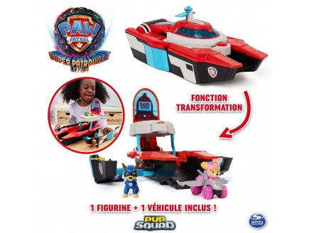 Coffret la super pat patrouille le film le quartier general marine pup squad the mighty movie + avion stella + chase - Spin master 20144104