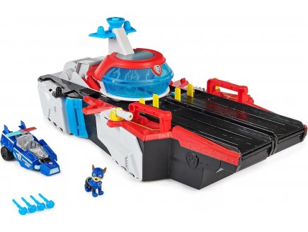 Coffret la super pat patrouille le film xxl :quartier general marine version geante the mighty movie + vehicule de chase - Spin master 20142979