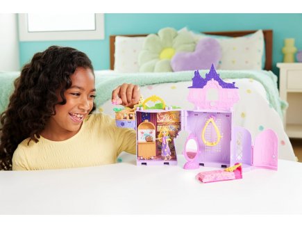 Coffret le chateau : Tour de de Raiponce 28 cm transformable + 1 figurine + Accessoires - Mattel - JDP61