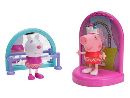 Coffret le studio de danse de Peppa pig - 2 figurines et accessoires - peppa le cochon