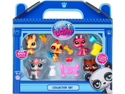 Coffret Littlest Petshop 5 figurines animaux Ferme + Accessoires - Bandai