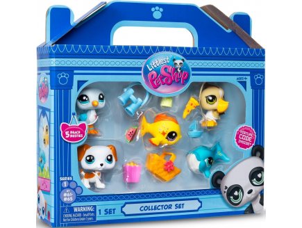 Coffret Littlest Petshop 5 figurines Animaux Marins + Accessoires - Bandai