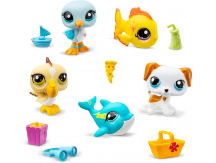 Coffret Littlest Petshop 5 figurines Animaux Marins + Accessoires - Bandai