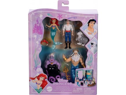 Coffret livre d'histoire Ariel avec 6 figurines : Ariel - Prince Eric - Max - Roi Triton - Ursula Et Crabe S�bastien - Poup�e Disney Princesse