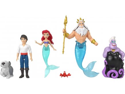 Coffret livre d'histoire Ariel avec 6 figurines : Ariel - Prince Eric - Max - Roi Triton - Ursula Et Crabe S�bastien - Poup�e Disney Princesse