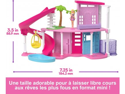 Coffret mini barbieland : la maison de poupee + 1 figurine + accessoires - barbie - Mattel hyf45