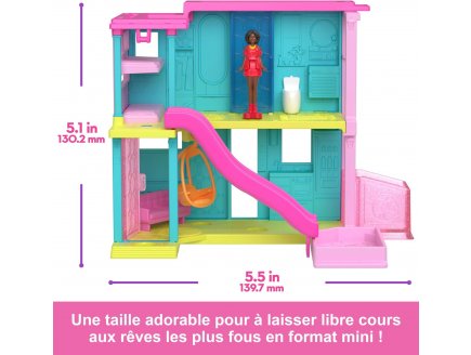 Coffret mini barbieland : la maison de poupee + 1 figurine et 2 accessoires - barbie - Mattel hyf46