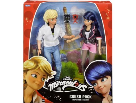 Coffret Miraculous Adrien et Marinette 26 cm + Plagg et Tikki - 2 Poup�es mannequin articul�e collection Ladybug - Bandai - P50377