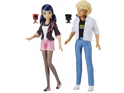 Coffret Miraculous Adrien et Marinette 26 cm + Plagg et Tikki - 2 Poup�es mannequin articul�e collection Ladybug - Bandai - P50377