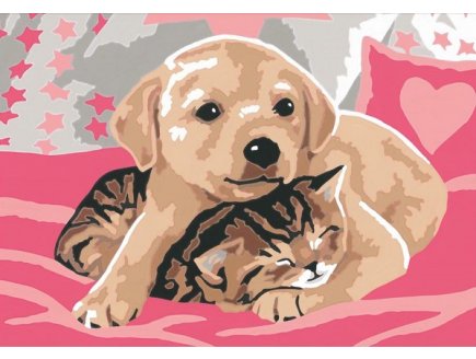 Coffret numero d'art 3 tableaux animaux : chatons, chien & chat, cheval - Ravensburger - 28508 - peinture