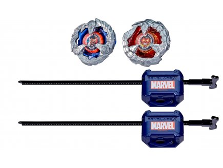 Coffret Pack 2 Toupies Beyblade X : Captain America 4-70GB Contre Red Hulk 1-80R - Type endurance et attaque - Pack Toupie et lanceur - Hasbro G01690