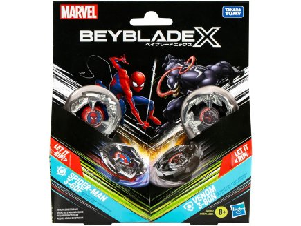 Coffret Pack 2 Toupies Beyblade X : Spider-Man 3-60F et Venom 3-80N - Type dfense et attaque - Pack Toupie et lanceur - Hasbro G0288