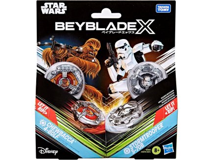 Coffret Pack 2 Toupies Beyblade X Star Wars : Chewbacca 4-80LF + Stormtrooper 5-70B - Type attaque et endurance - Pack Toupie et lanceur - Hasbro G1695