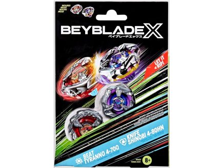 Coffret Pack Toupie Beyblade X : Beat Tyranno 4-70Q et Knife Shinobi 4-80HN - Type Attaque et dfense - Dual Pack